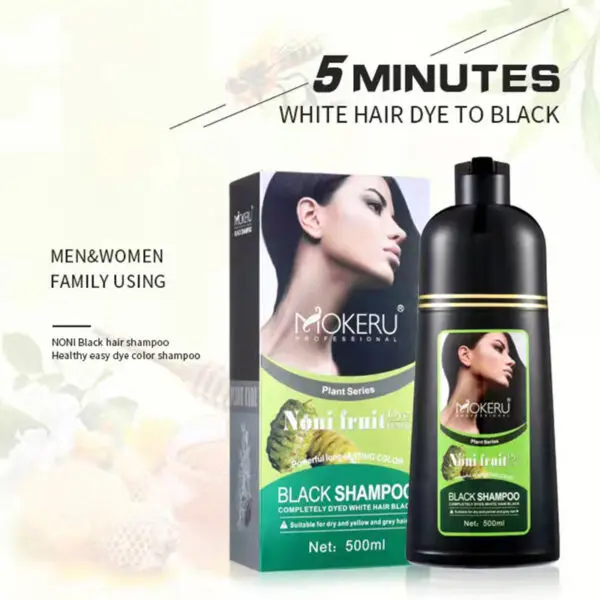 Ultra-Fast Black Magic: Organic Noni Plant 5-Minute Hair Color Dye Shampoo