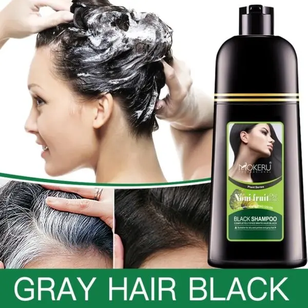 Ultra-Fast Black Magic: Organic Noni Plant 5-Minute Hair Color Dye Shampoo